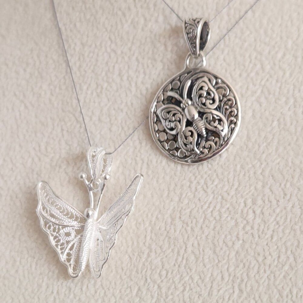 Butterfly Two Pendants in Sterling Silver